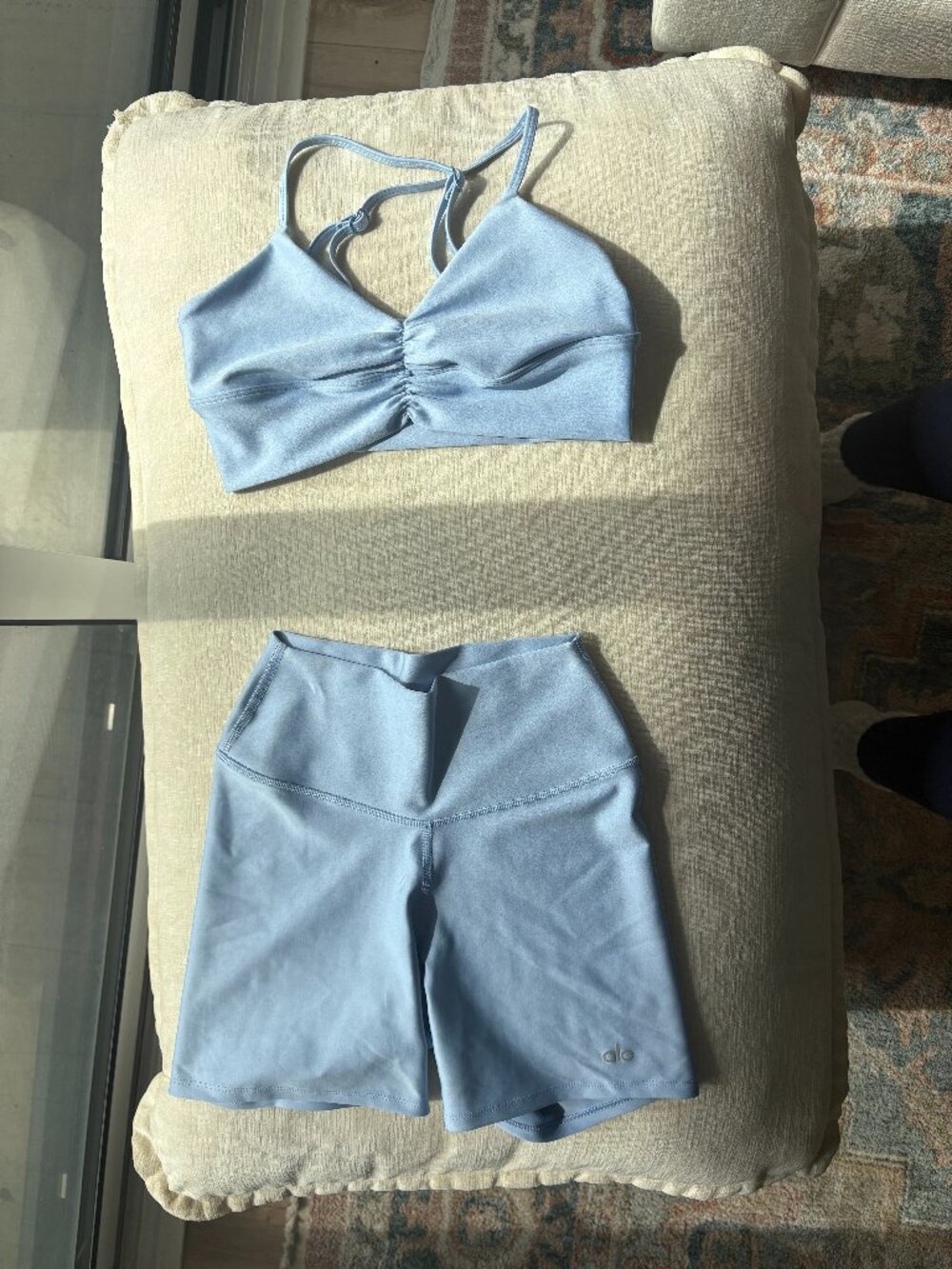 Alo: Airlift Divine Bra and Short - Seashell blue